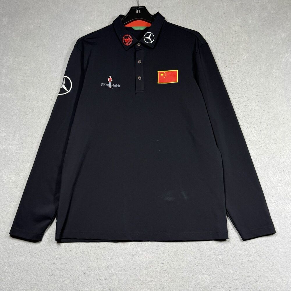 Team China Official Delegation Long-Sleeve Polo Shirt Small Black Mercedes-Benz